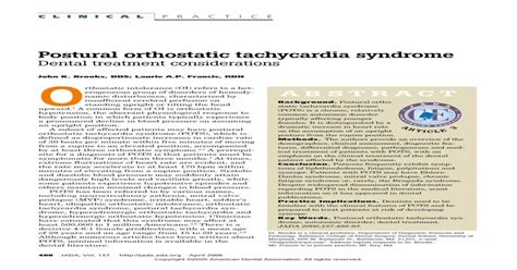 Postural Orthostatic Tachycardia Syndrome The Best In · Postural