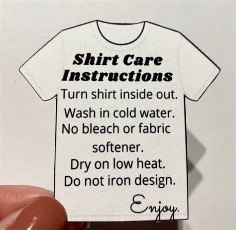 Shirt Care Instructions Cards T Shirt Washing Directions Etsy
