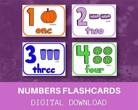 Numbers Flashcards Digital Download Printable Instant Etsy