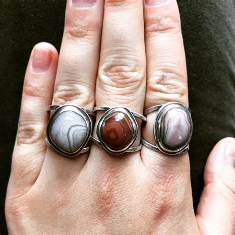 Lake Superior Agate Rings handcrafted by Beth Millner Jewelry | Nature