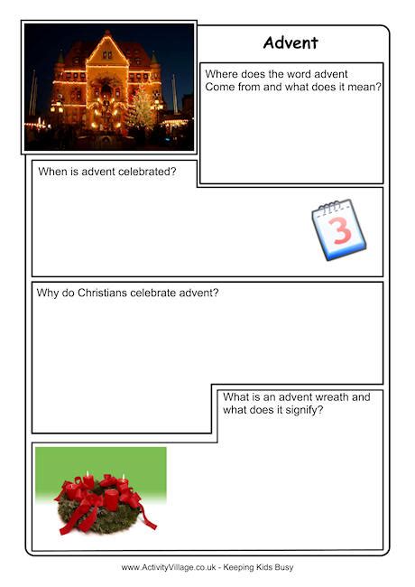 Printable The Meaning Of Advent Worksheet