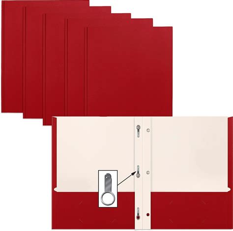 Red Paper 2 Pocket Folders With Prongs 50 Pack By Better Office