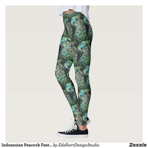 Indonesian Peacock Feathers Tiling Pattern Legging Zazzle Patterned
