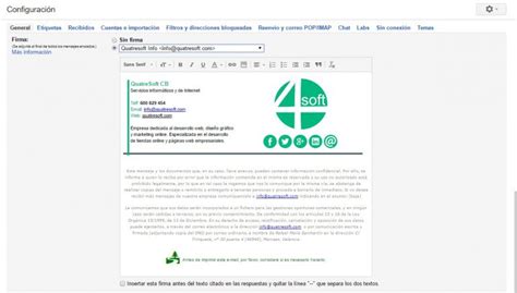 Firma Del Correo Electrónico Crearla De Forma Sencilla Quatresoft Desarrollo Marketing Y