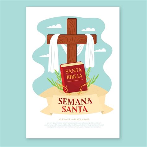 Modelo de cartaz da semana santa com cruz Vetor Grátis