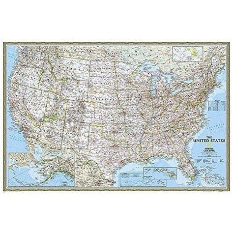 United States Classic Wall Map Material Laminated Ebay