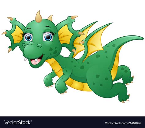 Cute Dragon Cartoon Flying Royalty Free Vector Image