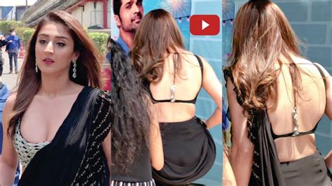 Actress Dhvani Bhanushali Spotted At Indian Idol Set Dhvani Bhanushali Hot Look In Black Saree