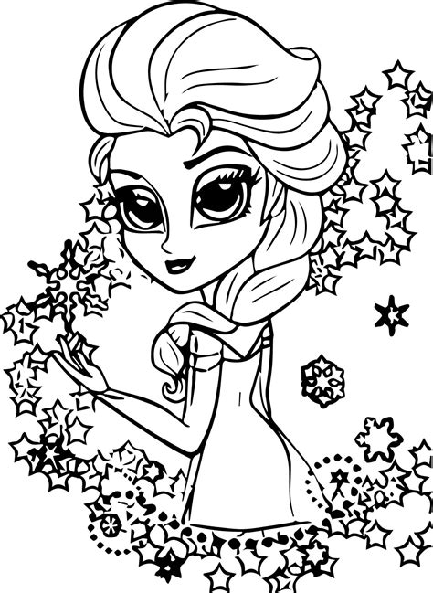 Elsa Frozen Chibi Coloring Page Wecoloringpage