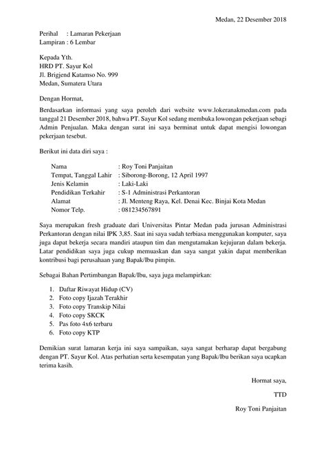 Jakarta utara, 23 oktober 2015 Download contoh surat lamaran kerja tulis tangan untuk ...