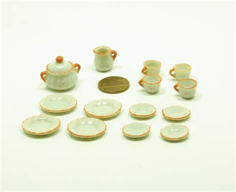 Miniature Dollhouse Porcelain Tableware Set Chinaware Plate Etsy