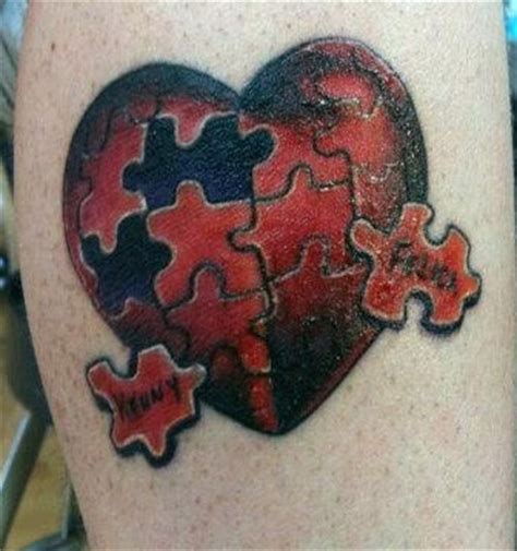 Missing puzzle of anatomical heart tattoo on hip. heart puzzle piece tattoo color | Things i love in Ink ...