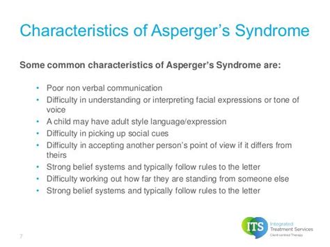 7 Characteristics Of Asperger‟s Syndrome Characteristics Of Aspergers Syndrome