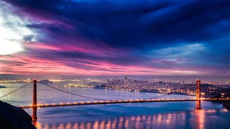 Golden Gate Bridge Sunset Night Time 4k Hd World Wallpapers San