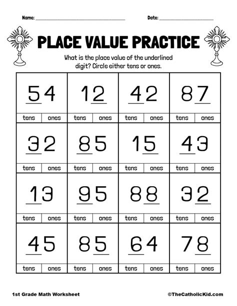 Number Place Values St Grade Math Worksheet Catholic