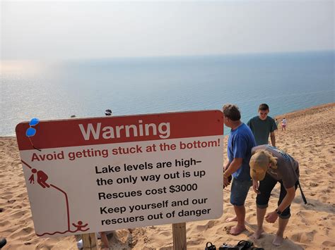 Warning Sign At Sleeping Bear Dunes National Lakeshore Michigan It