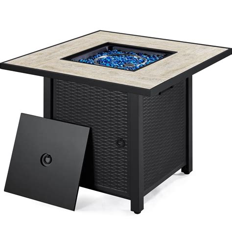Buy Yaheetech Propane Gas Fire Pit 30 Inch 50 000 Btu Square Gas Firepits With Ceramic Tabletop