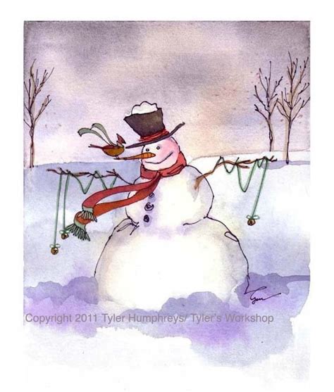Snowman Christmas Greeting Card Snowman Card Snowman Art Etsy
