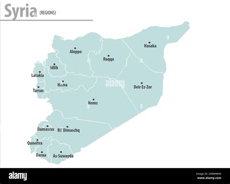 vector del mapa de siria aislado sobre fondo verde mapa de siria con nombres de región Imagen