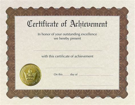 Great Papers Certificate Of Achievement Pre Printed Gold Foil