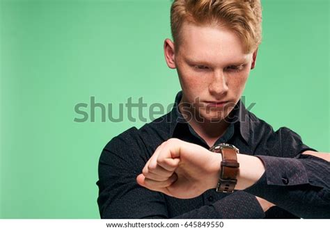 Man Looks His Wristwatch Stock Photo 645849550 Shutterstock