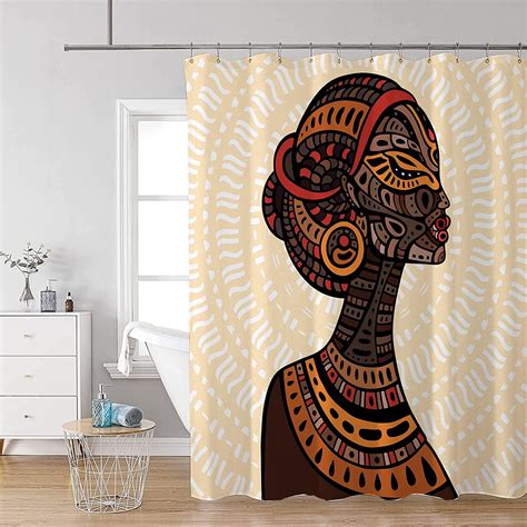 Spxubz Africa Women Shower Curtain African Ethnic Style Egyptian Girl African Native Shower