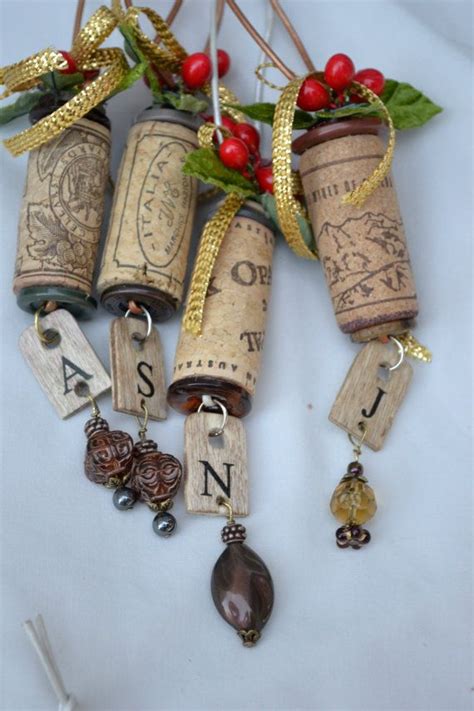 Beautiful And Unique Wine Cork Ornament With Initial Wine Cork