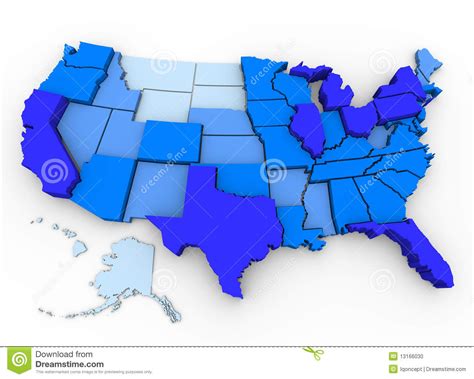 Us Population Map Of Most Populated States Stock Photo Image