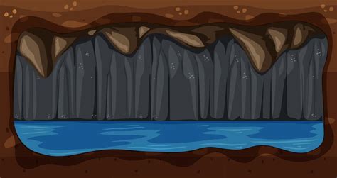 A Dark Underground Water Cave Vector 369927 Vector Art At Vecteezy