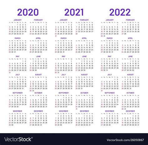 2020 2022 Printable Calendar