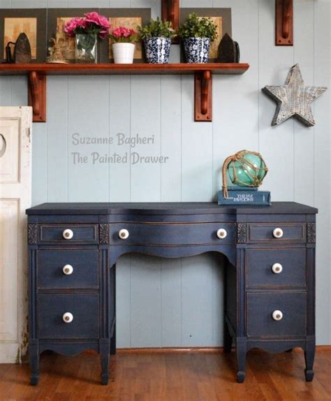 Coastal Blue Vintage Desk Before And After Colorful Furniture Diy