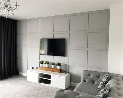 Grey Panelled Wall In Living Room Grey Walls Living Room Living Room Panelling Feature Wall