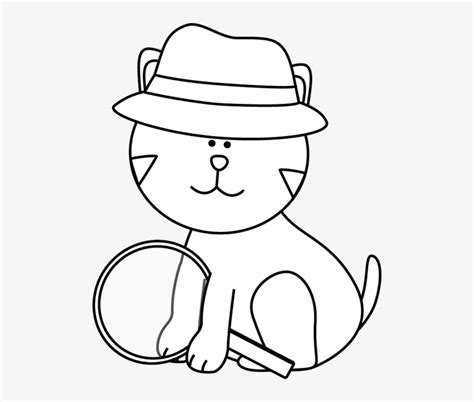 Detective Black And White Cat Detective Clipart Free Transparent