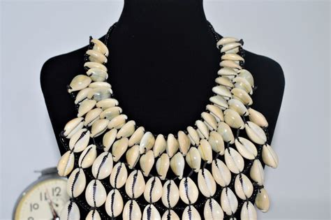African Handmade Cowrie Shell Necklace Chunky Ethnic Tribal Etsy