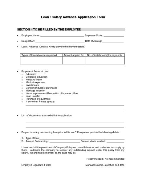 Loan Application Template Free Printable Documents
