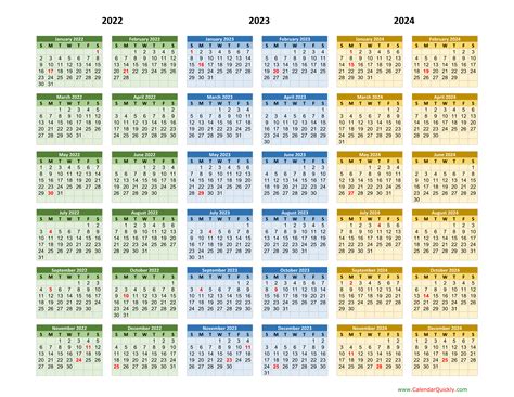 Monthly Calendar For 2022 2023 And 2024 Years Week Starts On Mobile