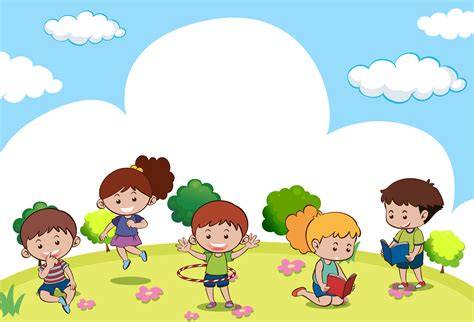 Scene With Many Kids Doing Different Activities 413883 Vector Art At