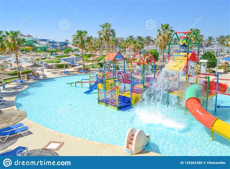 Children S Aqua Park Zone With Sliders And Pool Editorial Photo Image