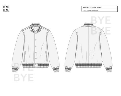 Varsity Jacket Fashion Design Flat Sketches To Download Etsy