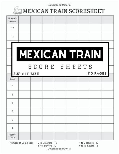 Mexican Train Score Sheets Perfect Mexican Train Scorebook For