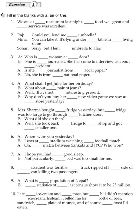 English Grammar Worksheets With Answers Pdf