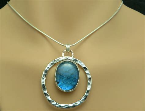 Labradorite Moon Necklace — Custom Handmade Jewelry Earrings