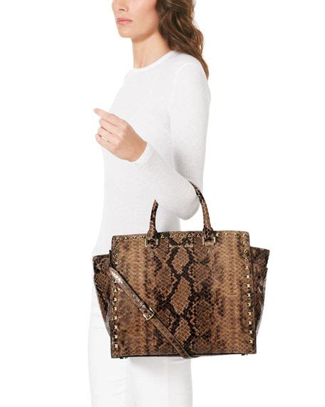 Michael Michael Kors Large Studded Selma Snake Print Tote