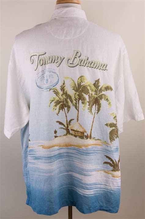 Tommy Bahama 100 Linen Embroidered Hawaiian Camp Shirt Mens Xlx Mens