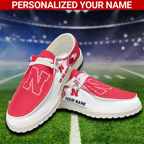 nebraska cornhuskers h d shoes hey dude shoes personalized your name design trend