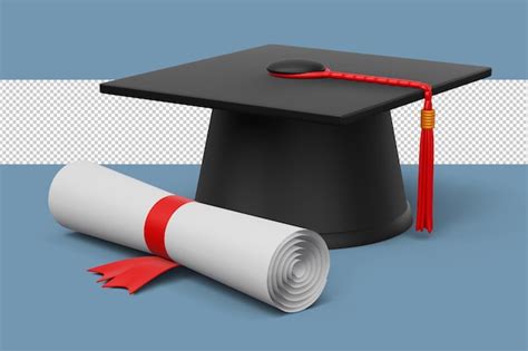 Premium Psd Graduation Cap With Diploma 3d Rendering