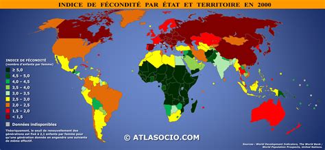Carte du monde : indice de fécondité | Atlasocio.com