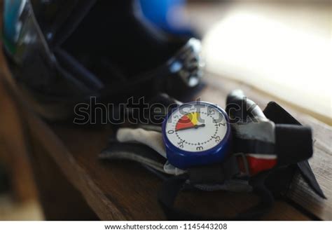 Parachute Altimeter Gloves Helmet Closeup Parachute Stock Photo