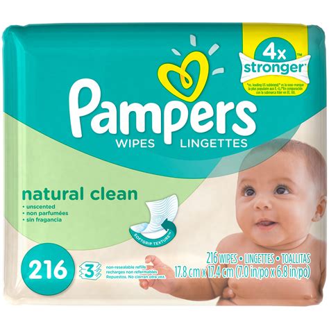 Pampers Baby Wipes Natural Clean 3x Refill 216 Count Baby Wipes Baby