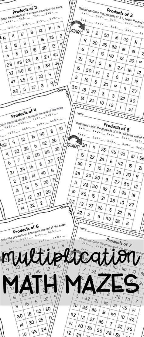 Math Worksheet Maze Multiplication